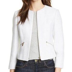 Ted Baker London size 1 white waffle knit jacket with zippers